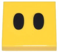 LEGO onderdeel Tegel 2 x 2 met Zwarte Ovalen / Ogen Patroon (Super Mario Lava Bubble Gezicht) 3068pb1395