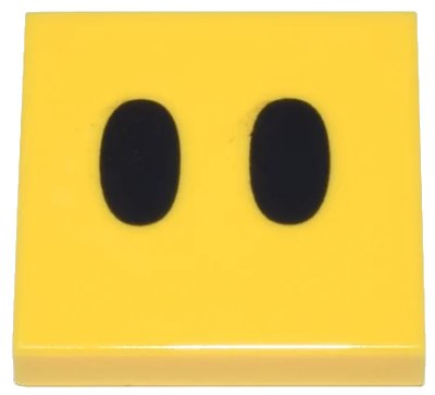 LEGO onderdeel Tegel 2 x 2 met Zwarte Ovalen / Ogen Patroon (Super Mario Lava Bubble Gezicht) (3068pb1395)