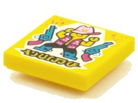 LEGO part Azulejo 2 x 2 with BeatBit Album Cover - Cowboy Dancer with Two Revolver Guns Pattern 3068pb1540