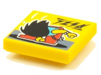 LEGO part Tile 2 x 2 with BeatBit Album Cover - Stooped Minifigure (Headbanger) Pattern 3068pb1551
