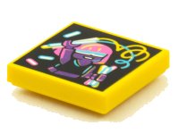 LEGO part Azulejo 2 x 2 with BeatBit Album Cover - Dark Purple Girl with Glowsticks Pattern 3068pb1564