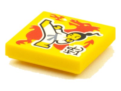 LEGO part Tile 2 x 2 with BeatBit Album Cover - High Karate Kick and Red Dragon Pattern (3068pb1568)