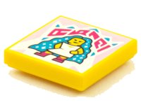 LEGO part Tile 2 x 2 with BeatBit Album Cover - Minifigure with Long Dark Azure Hair with Sparkles Pattern 3068pb1578