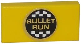 LEGO onderdeel Tile 1 x 2 with 'BULLET RUN' Logo Centered Pattern (Sticker) - Set 8147 (3069pb0395)
