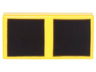 LEGO part Tile 1 x 2 with 2 Black Squares Large Pattern (3069pb0522)