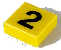 LEGO part Loseta 1 x 1 con Patrón de Número Negro 2 3070p02