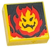 LEGO part Tile 1 x 1 with Red Flames and Black Face Pattern (Super Mario Lethal Lava Land) 3070pb227