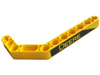 LEGO part Technic, Liftarm, Modifié Courbé Épais 1 x 11.5 Double avec Motif Bande Noire et 'DEERE' Jaune Modèle Côté Gauche (Autocollant) - Ensemble 42136 32009pb037L