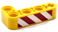 LEGO part Technic, Liftarm, Modified Bent Thick L-Shape 2 x 4 with Red and White Danger Stripes Pattern Side A (Sticker) - Set 42097 32140pb25a