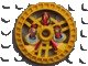 LEGO part Technic, Disk 5 x 5 - RoboRider Talisman Wheel, Twin Saw Mold with Robot Pattern 32350pb01