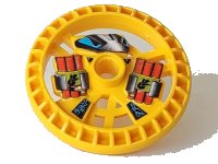 LEGO part Technic, Disk 5 x 5 - RoboRider Talisman Wheel, Dynamite Mold with Robot Pattern 32356pb01