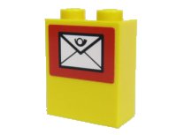 LEGO part Brick 1 x 2 x 2 with Inside Axle Holder with Mail Envelope Pattern (Sticker) - Set 7731 3245bpb04