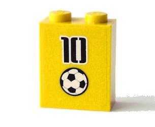 LEGO part Brick 1 x 2 x 2 with Inside Axle Holder with Number 10 and Soccer Ball (Football) Pattern (Sticker) - Set 3424 (3245bpb12)