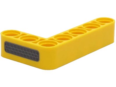 LEGO part Technic, Liftarm, Modified Bent Thick L-Shape 3 x 5 with Silver and Black Grille Pattern (32526pb023)