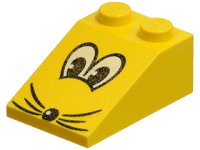 LEGO part Slope 33 3 x 2 with Black and White Eyes, Nose, and Whiskers Pattern 3298px11