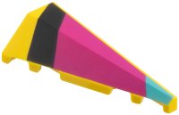 LEGO part Wedge 5 x 2 Right with Black, Magenta, and Medium Azure Diagonal Panels Pattern 3505pb13