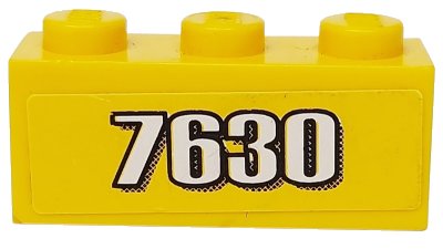 LEGO part Brick 1 x 3 with White '7630' Pattern (Sticker) - Set 7630 (3622pb028)