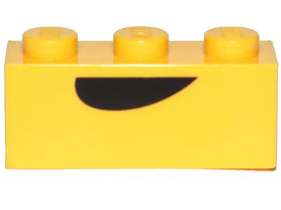 LEGO part Brick 1 x 3 with Black Curved Semicircle Pattern (Banarnar Mouth) (3622pb102)