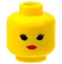 LEGO onderdeel Minifigure, Head Female with Black Eyes with Thin Eyelashes, Red Lips, Closed Mouth (Standard Woman) Pattern 3626p02