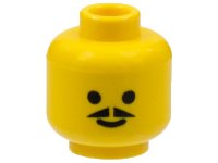LEGO part Minifigure, Head Standard Grin with Pointed Moustache Pattern 3626p03