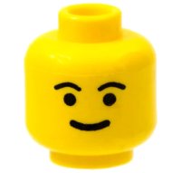 LEGO part Minifigure, Head Standard Grin, Black Eyebrows, Thick Mouth Pattern 3626p05