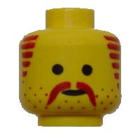 LEGO part Minifigure, Head Moustache, Stubble and Sideburns Brown Pattern 3626pb0096