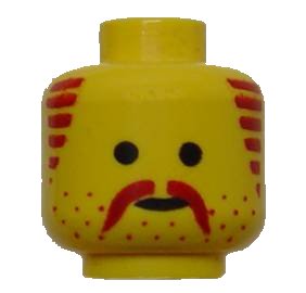 LEGO part Minifigure, Head Moustache, Stubble and Sideburns Brown Pattern (3626pb0096)