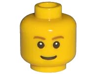 LEGO onderdeel Minifigure, Head Brown Eyebrows, Thin Grin, Black Eyes with White Pupils Pattern (3626pb0121)