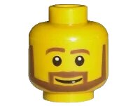 LEGO part Minifigure, Head Beard Brown Angular with White Pupils and Grin Pattern 3626pb0196