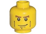 LEGO onderdeel Minifigure, Head Male Brown Eyebrows, Black Cheek Lines and Chin Dimple, Smirk Pattern 3626pb0204