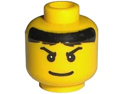 LEGO onderdeel Minifigure, Head Male Pupils, Black Hair, Eyebrows and Wide Smile Pattern (Jayko) (3626pb0221)