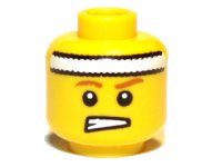 LEGO part Minifigure, Head Male Headband White, Brown Eyebrows, Teeth Clenched Pattern 3626pb0695