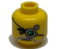 LEGO part Minifigure, Head Beard Gray and White, Mechanical Left Eye Pattern 3626pb0717