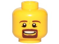 LEGO part Minifigure, Head Male Brown Beard and Eyebrows, Goatee, Pupils, Teeth Pattern 3626pb0852