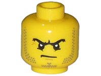 LEGO part Minifigure, Head Beard Stubble, Black Angry Eyebrows and Scowl, White Pupils Pattern 3626pb0894