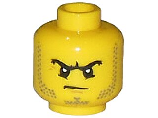 LEGO part Minifigure, Head Beard Stubble, Black Angry Eyebrows and Scowl, White Pupils Pattern (3626pb0894)