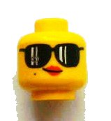 LEGO part Minifigure, Head Female Black Sunglasses, Red Lips, Beauty Mark, Smirk Pattern 3626pb0918