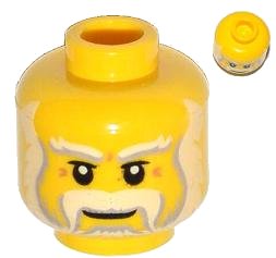 LEGO part Minifigure, Head Beard Light Bluish Gray and White Full, Thick Moustache and Eyebrows Pattern (3626pb1004)