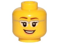LEGO part Minifigure, Head Female Glasses with Silver Frames, Reddish Brown Eyebrows, Eyelashes, Nougat Lips, Open Mouth Smile with Teeth Pattern 3626pb1210