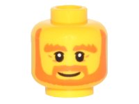 LEGO part Minifigure, Head Beard Orange, Bushy Eyebrows, White Pupils, Wrinkles and Smile Pattern 3626pb1512
