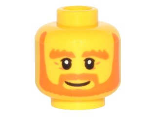 LEGO part Minifigure, Head Beard Orange, Bushy Eyebrows, White Pupils, Wrinkles and Smile Pattern (3626pb1512)