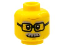 LEGO part Minifigure, Head Light Bluish Gray Bushy Eyebrows and Moustache, Black Glasses, Medium Nougat Chin Dimple and Wrinkles, Slight Grin Pattern 3626pb1566