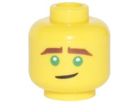 LEGO part Minifigure, Head Reddish Brown Eyebrows, Green Eyes, Crooked Smile Pattern (Lloyd) 3626pb1873
