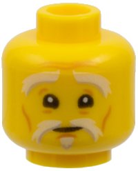LEGO part Minifigure, Head White and Gray Eyebrows and Goatee, Dark Orange Wrinkles, Concerned Expression Pattern (Sensei Wu) 3626pb1891