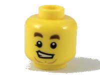 LEGO part Minifigure, Head Dark Brown Eyebrows, Lopsided Grin, Medium Nougat Anchor Beard Pattern 3626pb2146
