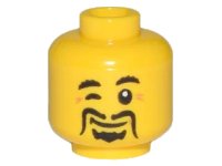 LEGO part Minifigure, Head Black Moustache Fu Manchu, Winking Eye, Laugh Lines Pattern 3626pb2758