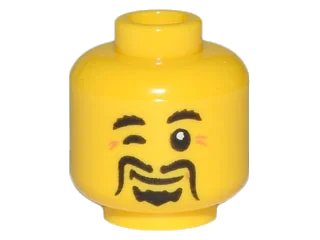 LEGO part Minifigure, Head Black Moustache Fu Manchu, Winking Eye, Laugh Lines Pattern (3626pb2758)