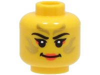 LEGO part Minifigure, Head Female Black Eyebrows, Gold Stripes Face Paint, Coral Lips and Eye Shadow, Smile Pattern - Hollow Stud (BAM) 3626pb3314
