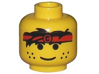 LEGO part Minifigure, Head Male Headband Red and Freckles Pattern 3626px101