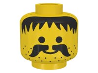 LEGO onderdeel Minifigure, Head Moustache, Stubble and Messy Hair Black Pattern 3626px13
